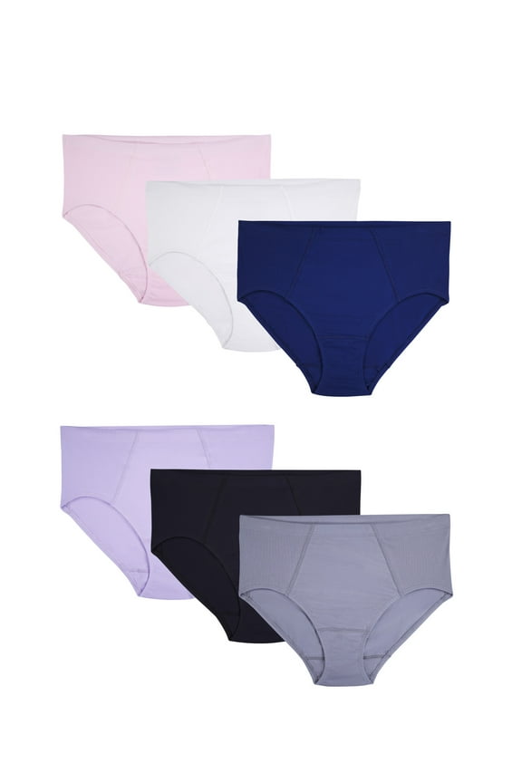Fit for Me by Fruit of the Loom Women's Plus Size Flexible Fit Brief Underwear, 6-Pack