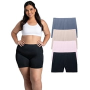 Fit for Me by Fruit of the Loom Women's Plus Size Microfiber Slip Short Underwear, 4-Pack