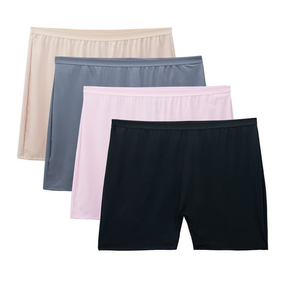 Fit for Me by Fruit of the Loom Women's Plus Size Microfiber Slip Short Underwear, 4-Pack