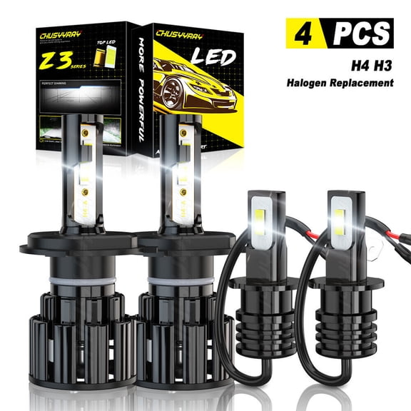 Fit for Mitsubishi Eclipse 2000-2002 LED Headlight Hi/Lo H4/9003+H3 Fog Light Bulbs Kit Pack of 4