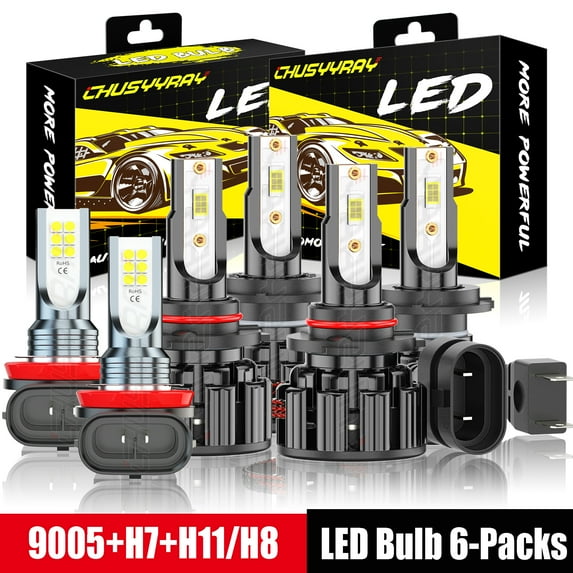 Fit for Mitsubishi Outlander 2014 2015 6pcs 6000K LED Headlight High/Low Fog Light Bulbs