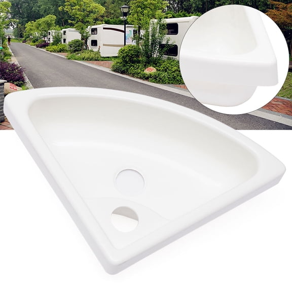 Fit for RV Caravan White Wall-Mounted Triangular Sink Basin Bathroom Corner Sink 11.02*11.02*7.08