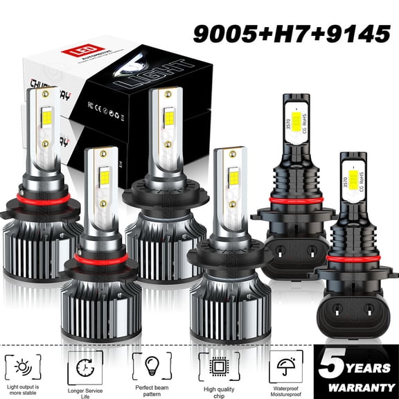 Fit for SAAB 9-5 2010 2011 LED Headlight High Low Beam+Fog Light Bulbs Combo 6000K Plug and Play