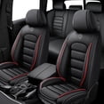 thumbnail image 1 of Fit for Subaru 98% Car Models Waterproof Non-slip Leather Car Seat Cover for Cars(Front and Rear Seats)Suitable for Most Cars SUVs（Black/Red Bars）, 1 of 6