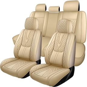 Fit for TOYOTA CAMRY 2016, Leather 5 Piece Full Set With Lumbar Support Beautify Interior, Beige Car Seat Covers, Airbag-Compatible