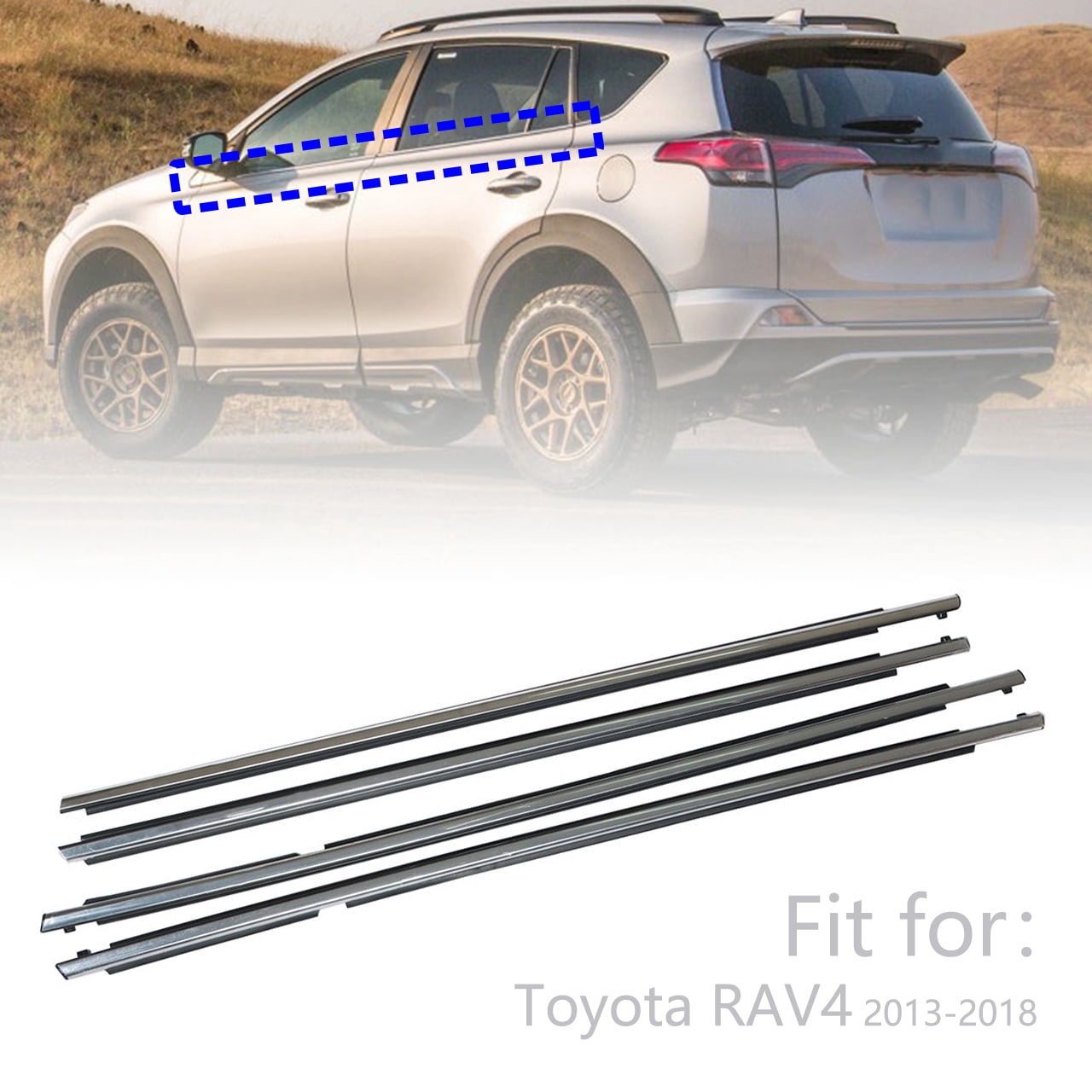 4PCS Car Window Exterior Trim Strips Chrome Seal Weatherstrips Fit For Toyota Camry 2007-2011 - View #5