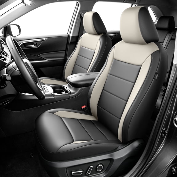 Fit for Toyota RAV4 2013-2026 Car Seat Covers,Full Set Faux Leather Seat Covers,Stretch Fit,Non-Slip,Breathable,Airbag Compatible,Gray,2 Row 5 Seats