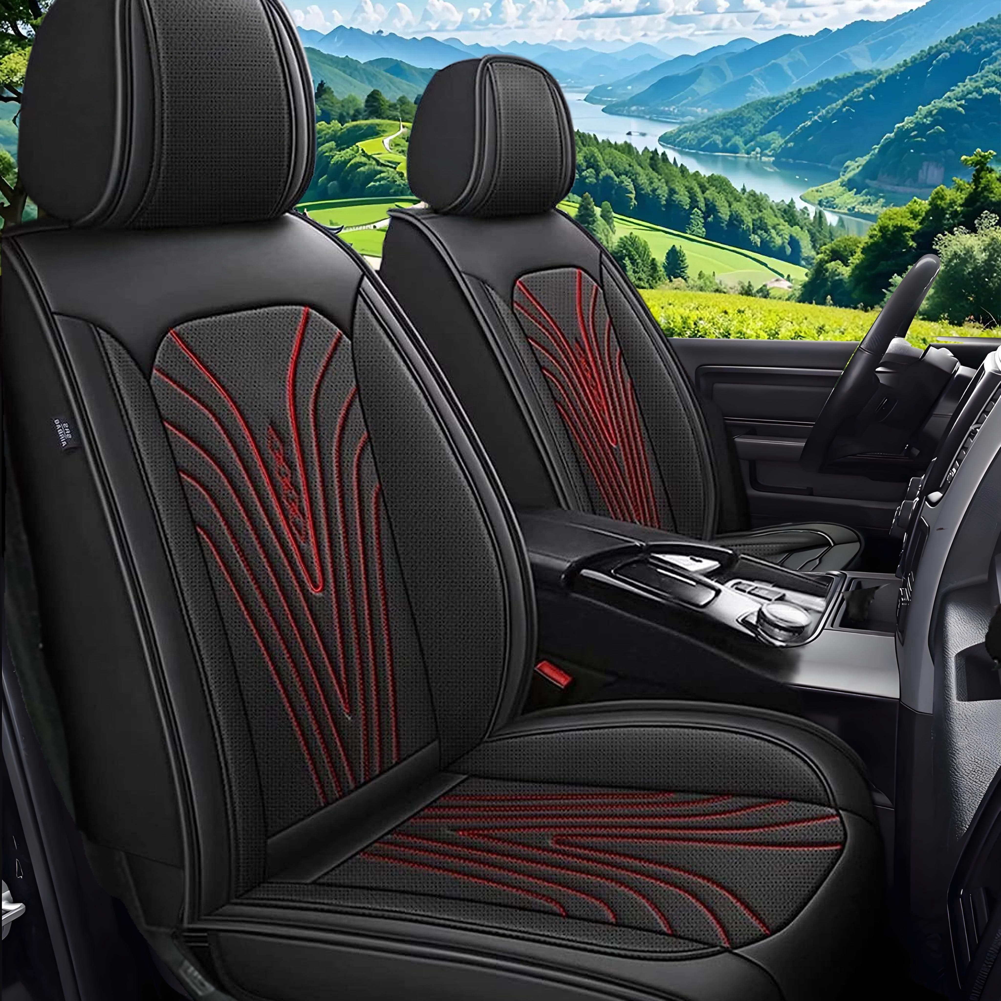 Fit for Toyota Tacoma 2016-2023 Seat Covers - Full Set Waterproof Leather Car Seat Covers Compatible Airbag（2 Row 5 Seat,Black）