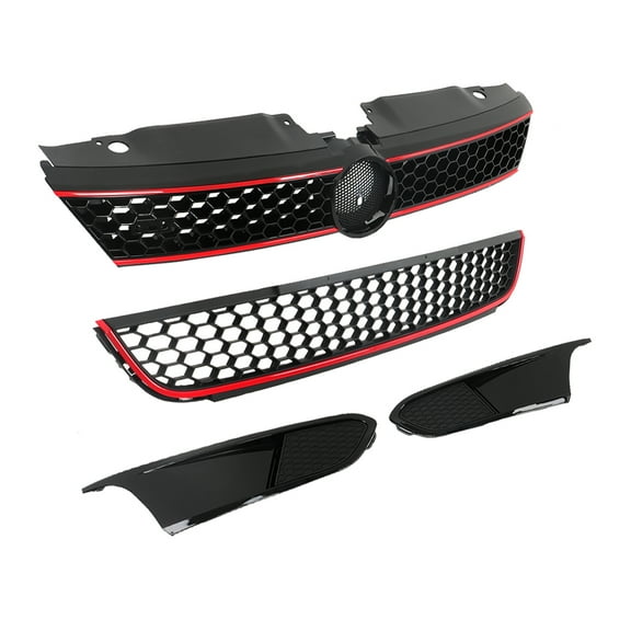 Fit for VW Wolkswagen Jetta MK6 GLI 2011-2014 Front Upper & Lower Grilles Red Trim Grills Kit