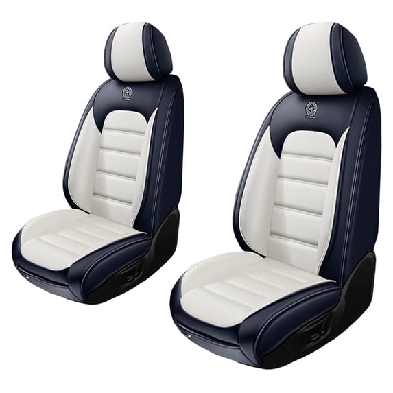 Fit for Volkswagen 99% Models (Front Seats)Waterproof Non-Slip Synthetic Leather Universal Car Seat Protectors Premium Car Seat Cushions(White/Blue)