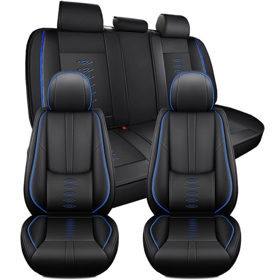 Fit for Volvo 98% Car Models,5pcs Car Seat Covers,Leather Seat Cover for Cars,Anti-slip Soft Car Seat Protectors(Black and Blue)