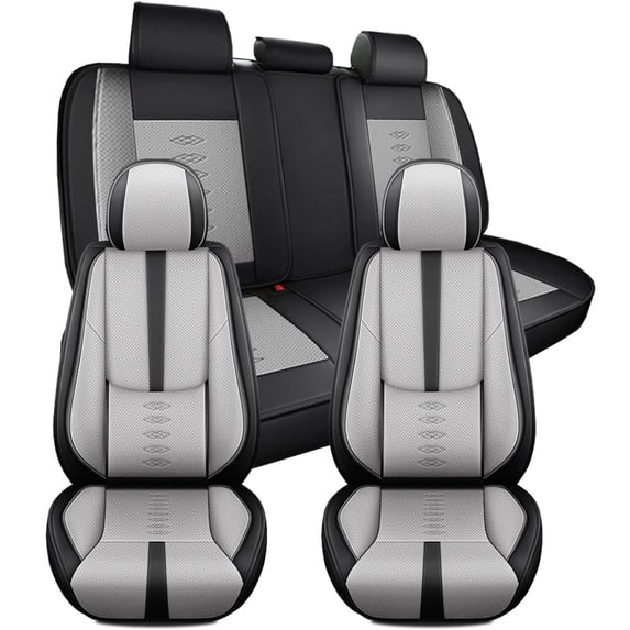 Fit for Volvo 98% Car Models,5pcs Car Seat Covers,Leather Seat Cover for Cars,Anti-slip Soft Car Seat Protectors(Black and Gray)
