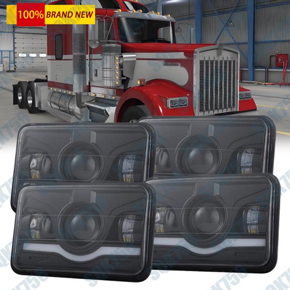 Fit for Western Star 4900ex 2002-2023 4PCS Super Bright 4x6" LED Headlight HI-LO