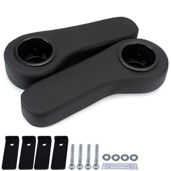 Armrest Cushion w/Cup Holder Rear Seat One Pair Black Fit for vehicle Club Car Golf Cart