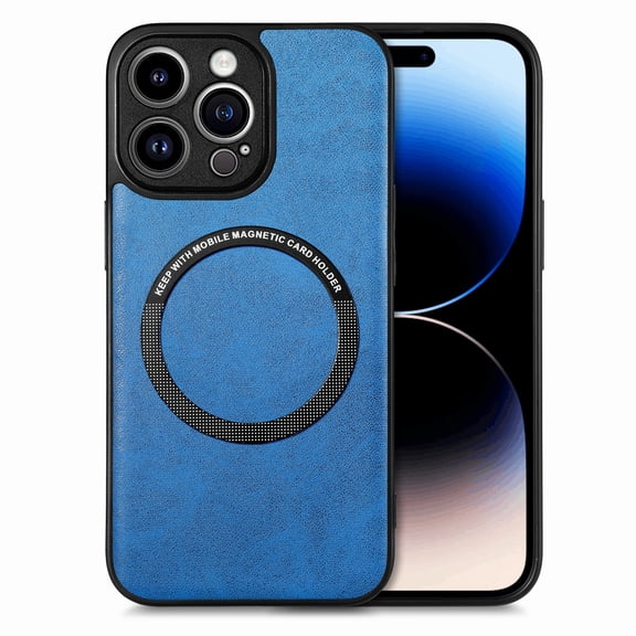 Fit for iPhone 13 Pro Max (6.7 inch) Case,Built in Magnets for MagSafe Charger,Drop Protection Durable PU Leather Ultra Thin Lightweight Support Wireless Charging Magnetic Phone Cover,Blue