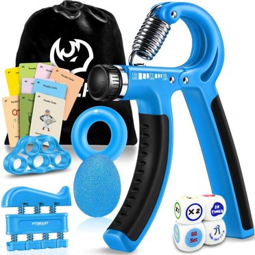 5 Pack Hand Grip Strengthener Kit, Forearm Trainer Workout, Adjustable Resistance Hand Gripper With Counter Finger Exerciser Finger Stretcher Grip Ring And Stress Relief Ball For Recovery Athletes