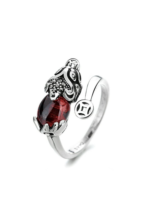 1Pcs Vintage Pomegranate Ring with Adjustable Opening Ruby Ring