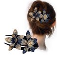 thumbnail image 1 of FitBest 1Pcs Women's Elegant Hair Curling Rhinestone Double Flower Dovetail Hair Clip Jewelry Duck Beak Clip, 1 of 8
