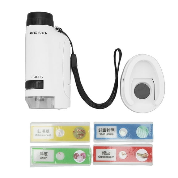 FitBest 2211 Small Handheld Round Handle 60X To 120X Mini Pocket Microscope With LED Light