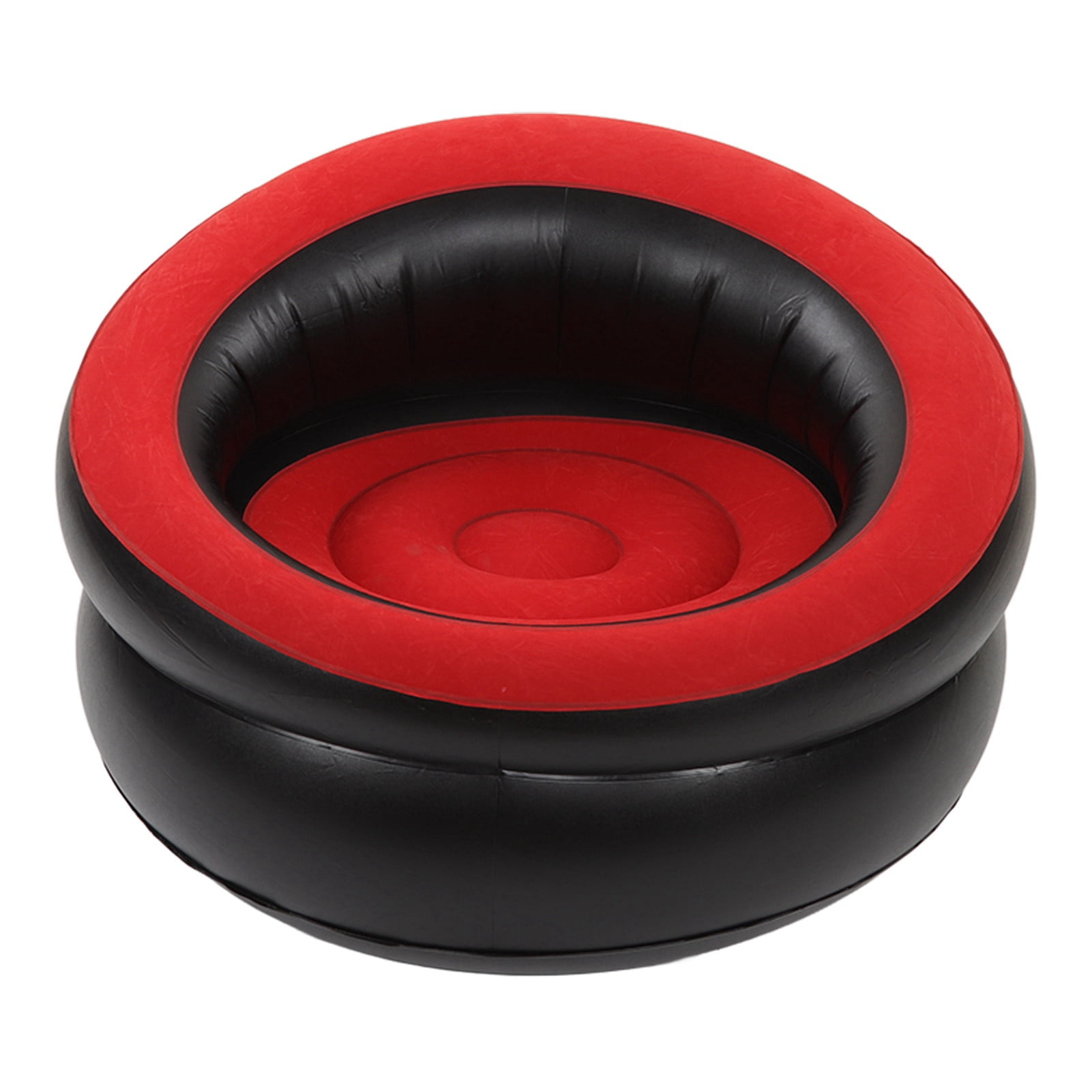 Fitbest Pvc Inflatable Sofa with Ottoman, Black/Red
