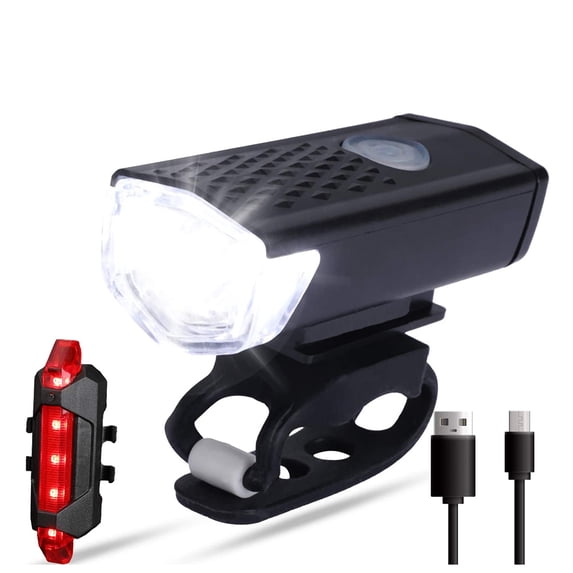 FitBest LED Headlight Front Light Rear Light USB Rechargeable Waterproof Light Rear Light Set
