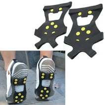 FitBest One Pair Outdoor 10-stud Anti Slip Ice Snow Spike Grips Gripper Camping Shoes Covers