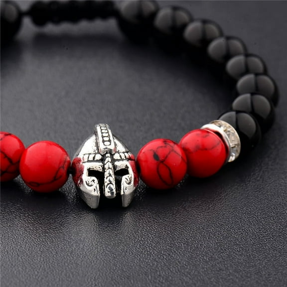 FitBest Volcanic Stone Agate Beaded Elastic Bracelet,natural Stone Helmet Buddha Beads Bracelet
