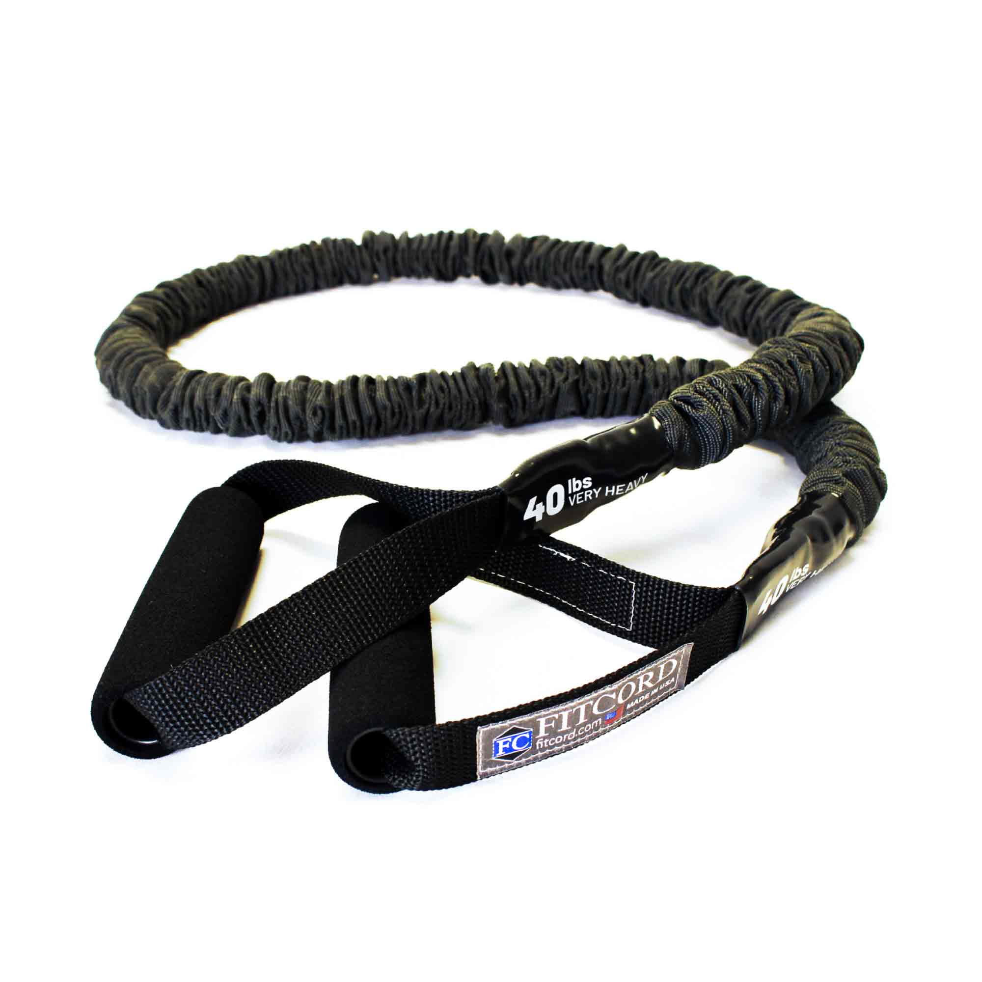FitCord Resistance Band- With Padded Handles/ 6 ft Very Heavy (40lb)