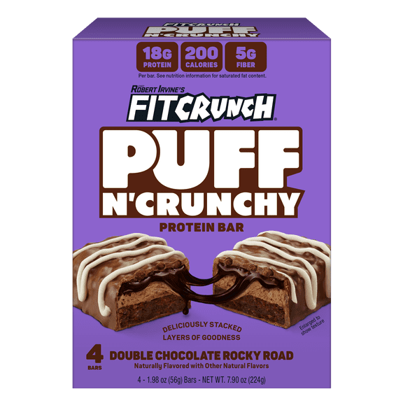FitCrunch Double Chocolate Rocky Road Puff n' Crunchy Bars 4ct