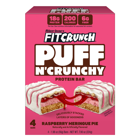 FitCrunch Rasberry Meringue Pie Puff n' Crunchy Bars 4ct