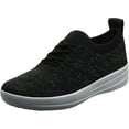 thumbnail image 1 of FitFlop F-Sporty Womens Sneaker Black 2 Slip On Uberknit Stretchy Low Top Shoes (Black 2, 7.5), 1 of 6