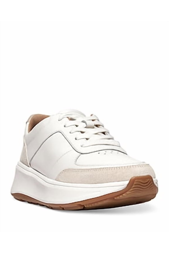 FR1194-080 F-Mode Leather/Suede Flatform Sneakers Urban White US10