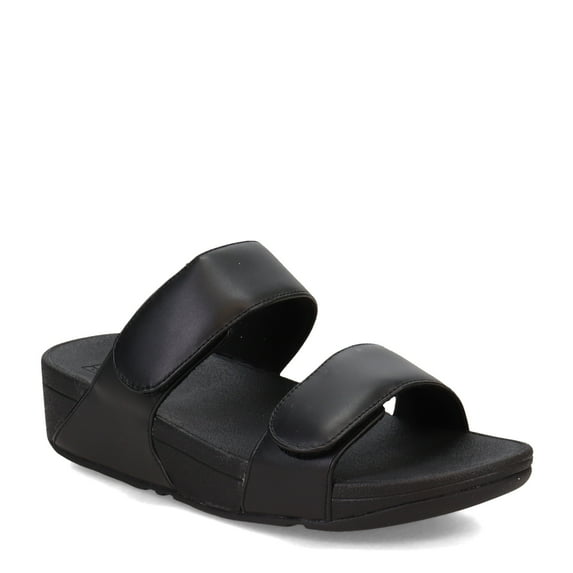 FitFlop Lulu Adjustable Leather Slides All Black 2 11 M (B)