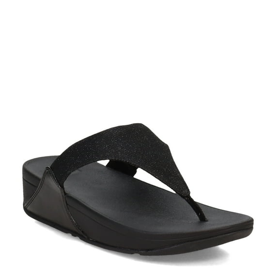 FitFlop Lulu Shimmerlux Toe Post Sandals All Black 11 M (B)