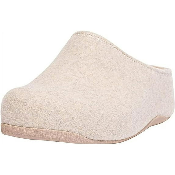 FitFlop Shuv Ivory Slip On Rounded Toe Slip Resistant Comfortable Slippers (Ivory, 7)