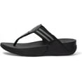 thumbnail image 1 of FitFlop Walkstar All Black Slip On Open Toe Strappy Stretchy Flat Slides Sandals (All Black, 9), 1 of 3