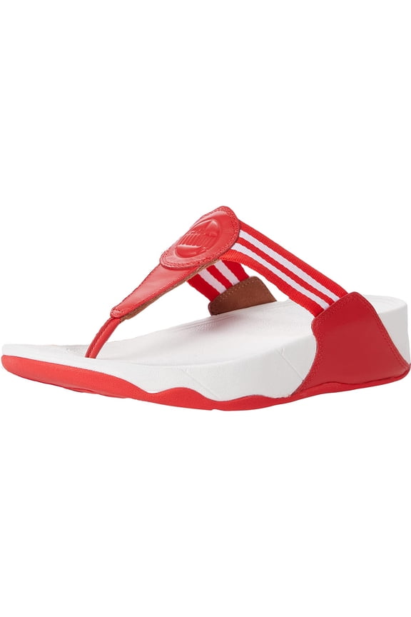 Women's Walkstar Toe-Post Sandals, Super Lightweight Wide Fit Sandals for Women with Cushioned Arch Support, Fit Flop Thong Sandals with Shock Absorption for Walking, Red, 8 US