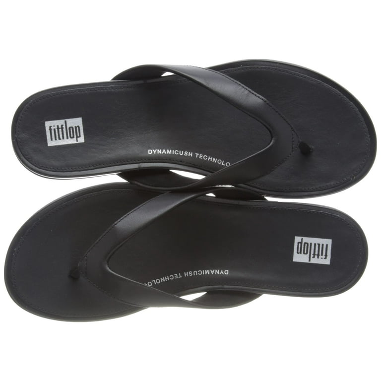 FitFlop Women's Gracie Leather FLIP-Flops (All Black, 7)
