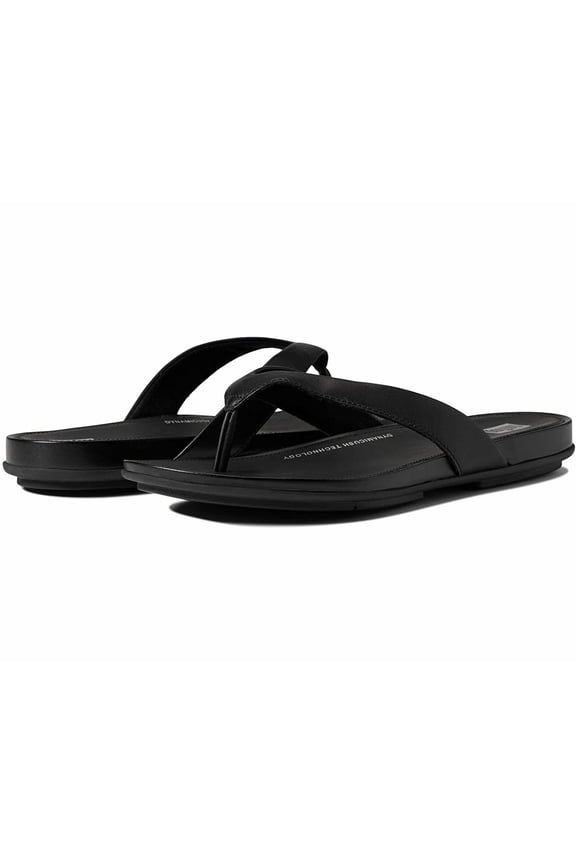 Women's Gracie Leather FLIP-Flops (All Black, 8)