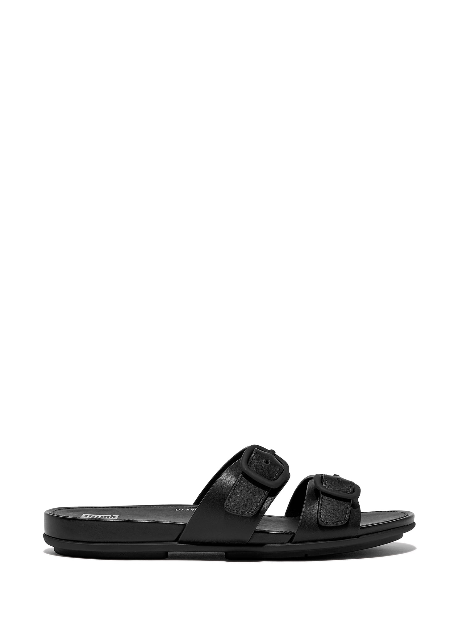 FitFlop Women's Gracie Rubber-Buckle Two-Bar Leather Slides