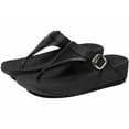 thumbnail image 1 of FitFlop Women's Lulu Adjustable Leather Toe-Post Sandal, All Black, Size 9, 1 of 5