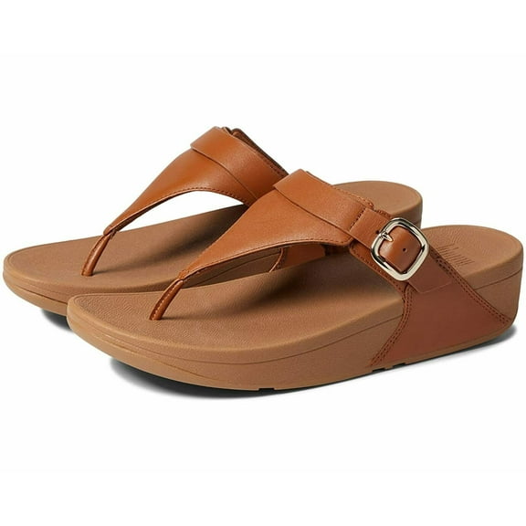 FitFlop™ Women's Lulu Adjustable Leather Toe-Post Sandal, Light Tan, Size 7