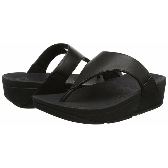 Fitflop Women's Lulu Leather Toe-Post Wedge Thong Sandals