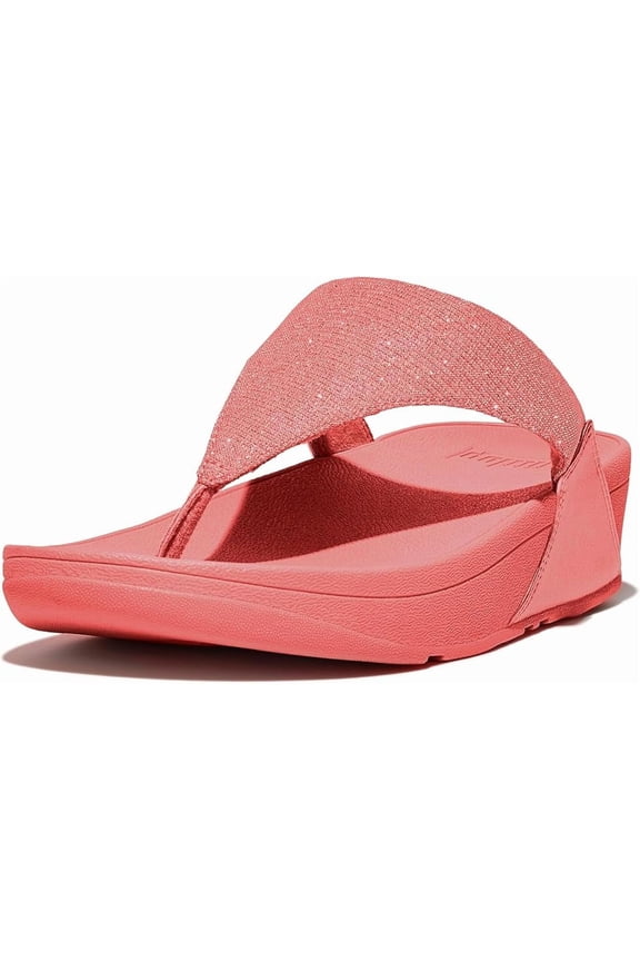 Women's Lulu Shimmerlux Toe-Post Sandals Wedge, Rosy Coral, 6M