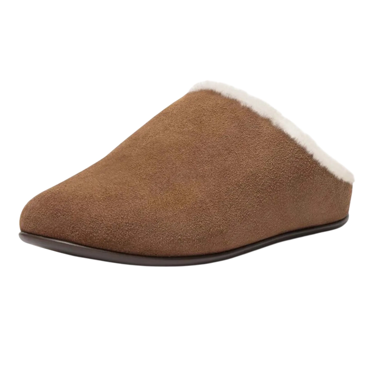 Fitflop Women Shearling-Collar Suede Slippers |GS7-090| All Black main image 0