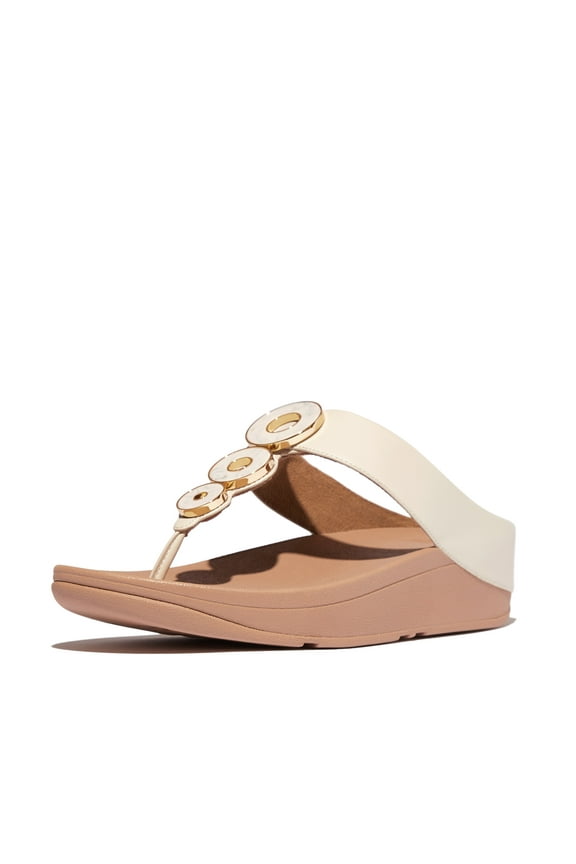 Women's Fino Resin Hoop Leather Toe Post Wedge Sole Thong Sandals