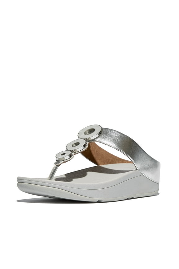 Women's Fino Resin Hoop Leather Toe Post Wedge Sole Thong Sandals