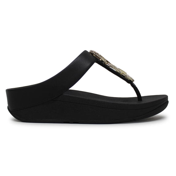 FitFlop Womens Fino Crystal Chain Toe Post Leather Sandals