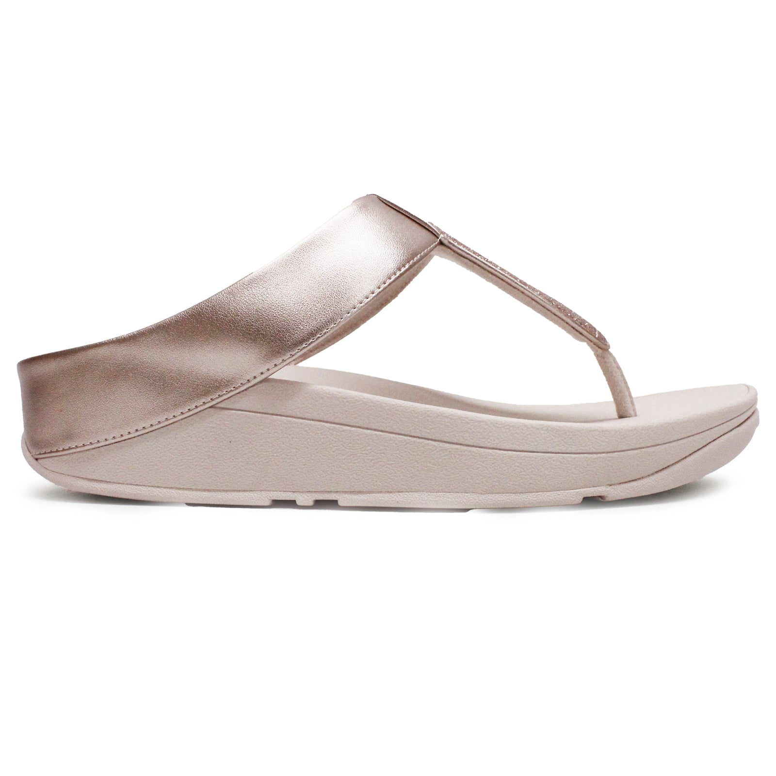 靴 FitFlop TOE POST Nude Rose Mix US 07 FitFlop Womens Fino Glitterdust Metallic Toe Post Microfibre Nude