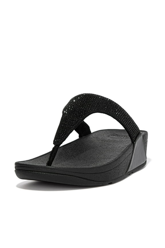 Women's Lulu Crystal Embellished Toe Post Wedge Sole Thong Sandal